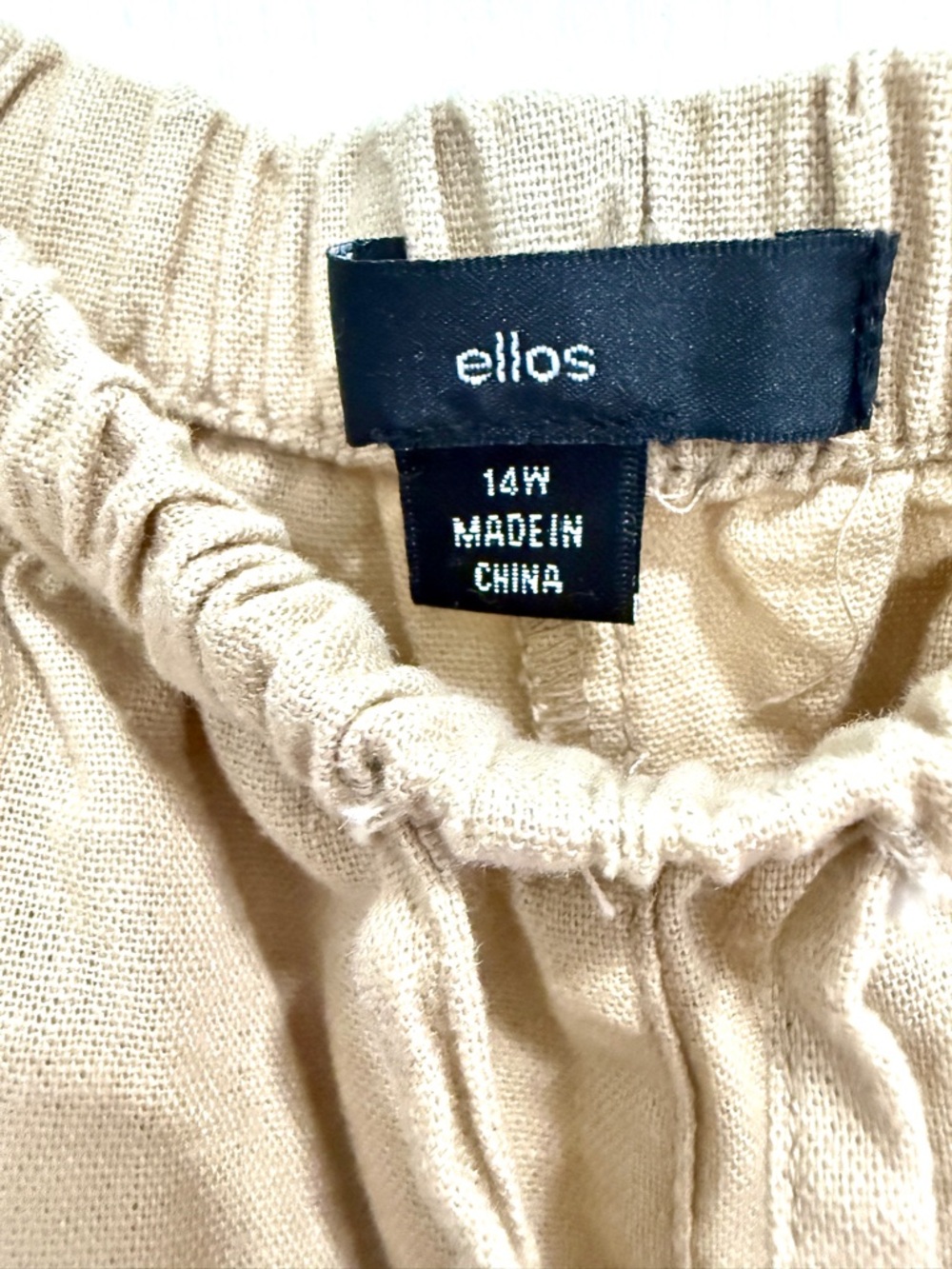 ellos Cropped Drawstring Linen-Rayon Blend Pants in Tan - Picture 2 of 5
